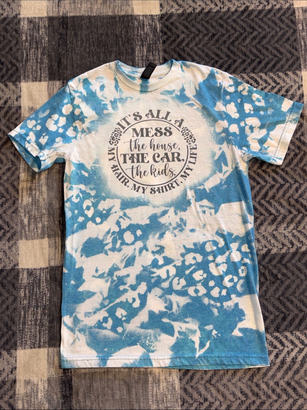 Gildan Blue and White Tie-Dye Graphic Tee